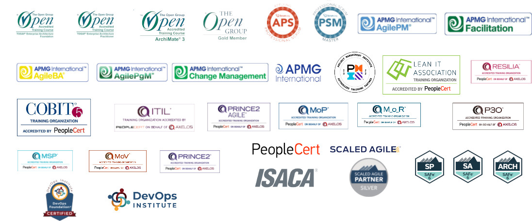 Advised Skills is an official partner to respected organizations like APMG, PMI, PeopleCert, Scaled Agile Inc., The Open Group