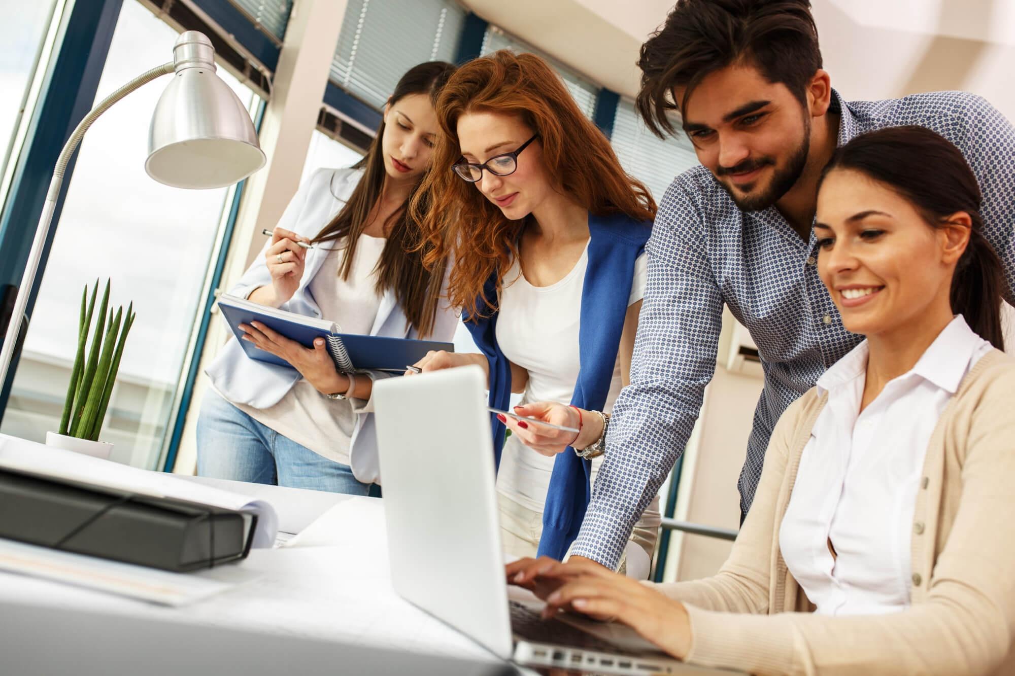 Group of business people working together